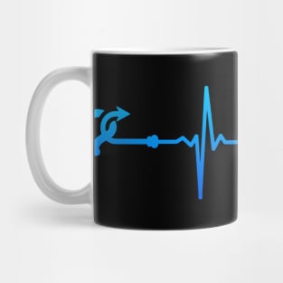 fishing hook heartbeat blue Mug